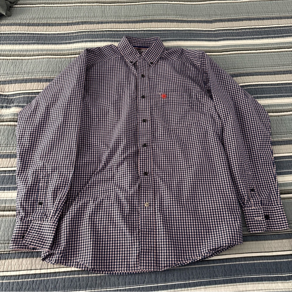 Ariat Men's Navy and White Checkered Shirt